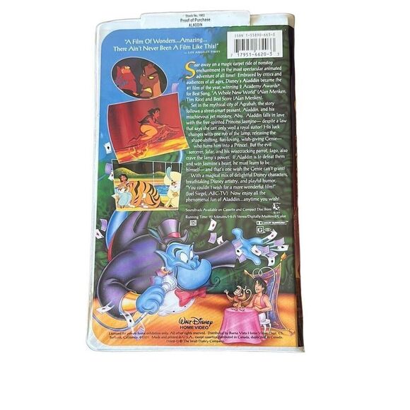 1993 Disney’s Aladdin Black Diamond Edition VHS Tape - Picture 3 of 4
